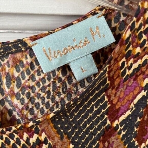 Veronica M Snakeskin Flutter Sleeve Dress Size Large - Picture 8 of 9